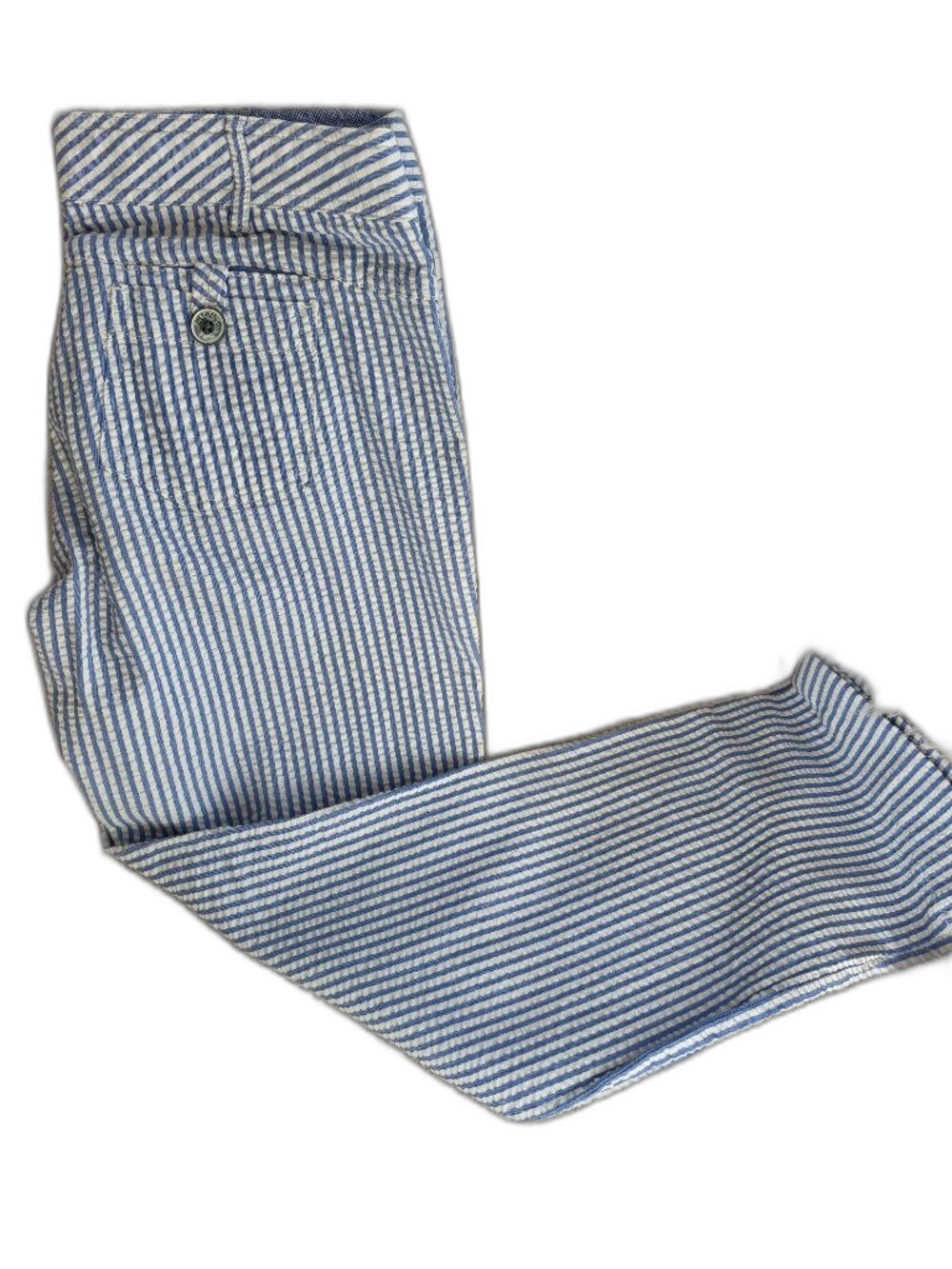 Rose & Pistol Seersucker Pants Blue White Stripe Size 6 Preppy Summer